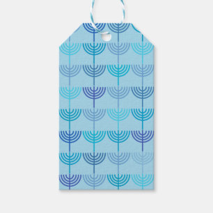 Hanukkah Chanukah Chanukkiah Menorah Pattern Blue Gift Tags