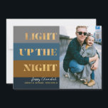 Hanukkah Chanukah Gold Light Up the Night Photo<br><div class="desc">Our Hanukkah / Chanukah Gold Light up The Night Holiday card is an elegant,  classy way to share your Hanukkah/ Chanukah wishes with friends,  family & clients!  With space for you to personalise with your name and Photo.  Enquiries? message us or email bestdresssedbread@gmail.com. Happy Chanukah!!</div>