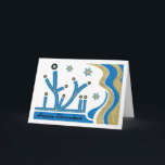 Hanukkah/Chanukah Greeting Card with Envelope<br><div class="desc">Hanukkah/Chanukah Greeting Card with White Envelope Blue/Gold. Modern Menorah design with lots of zing! Personalise by deleting, "Happy Chanukah" and choosing your favourite font style, colour, size and wording . Use the blank inside page to express your best wishes for a wonderful Hanukkah! Look for matching postage stamp, photo card,...</div>
