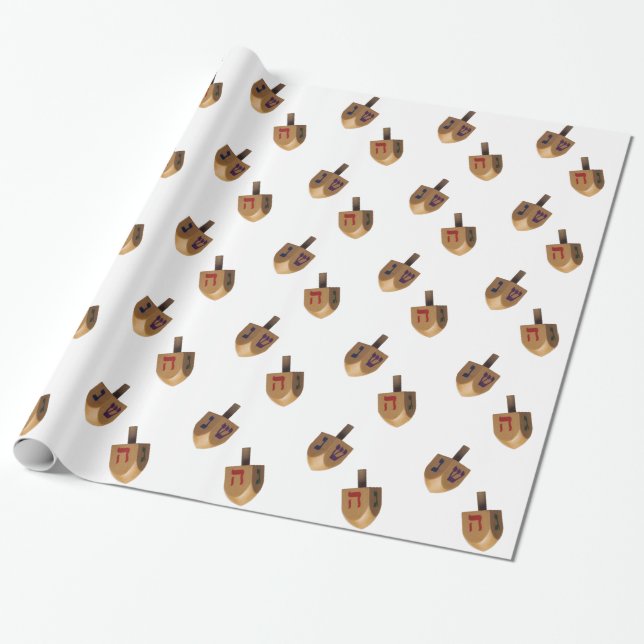 Hanukkah Chanukah Hanukah Hannukah Dreidels Wrapping Paper (Unrolled)