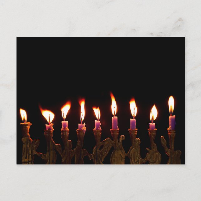 Hanukkah Chanukah Hanukah Menorah Burning Candles Holiday Postcard (Front)