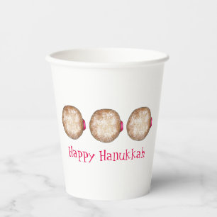 Hanukkah Chanukah Jewish Holidays Jelly Doughnut Paper Cups