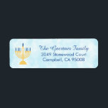 Hanukkah Chanukah Menorah<br><div class="desc">A simple design of a gold menorah holding dark and light blue candles. The background is a light blue watercolor wash. These are nice to use for your Hanukkah cards.</div>
