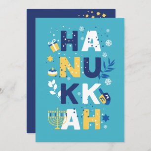 HANUKKAH Chanukah Menorah Dreidel Greeting Card