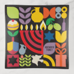 Hanukkah Chanukah Menorah Jewish Stars Dreidel  Tr Trinket Trays<br><div class="desc">Hanukkah / Chanukah Colourful Modern Geometric Pattern trinket Tray with Menorah, Dreidel, Doughnuts, Stars & Olive oil. Hebrew & Jewish Hanukkah Symbols Space to add your personalised text. Happy Hanukkah wishes. This upscale, beautiful, look, is a great gift to wish friends, family, and clients, a very Happy Hanukkah/Chanukah. If you...</div>
