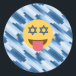 hanukkah chanukkah emoji classic round sticker<br><div class="desc">chanukka, chanukkah, emoji, funny, hannukah, Hanukkah, hanukkah emoji, hanukkah happy face, happy face, hebrew, holidays, jew, jewish, judaism, star of david, yellow blue, passover, yom Kippur, striped, stripes, blue white, pastel - "star of david""jewish emoji""hanukkah emoji""chanukkah emoji" emoji emoticon "happy face""jewish holidays" "star of david emoji""star of david happy face""rosh...</div>