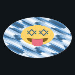 hanukkah chanukkah emoji oval sticker<br><div class="desc">chanukka, chanukkah, emoji, funny, hannukah, Hanukkah, hanukkah emoji, hanukkah happy face, happy face, hebrew, holidays, jew, jewish, judaism, star of david, yellow blue, passover, yom Kippur, striped, stripes, blue white, pastel - "star of david""jewish emoji""hanukkah emoji""chanukkah emoji" emoji emoticon "happy face""jewish holidays" "star of david emoji""star of david happy face""rosh...</div>