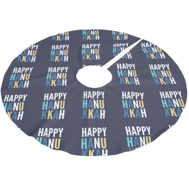 Hanukkah Characters Brushed Polyester Tree Skirt (Angled)