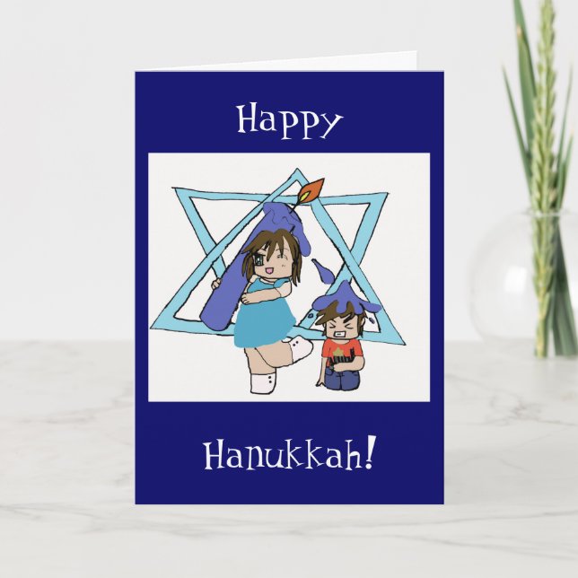 Hanukkah chibi holiday card (Front)