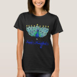 Hanukkah Christmas Peacock Menorah Chanukah T-Shirt<br><div class="desc">Hanukkah Christmas Peacock Menorah Chanukah Jewish Pyjamas Shirt. Perfect gift for your dad,  mum,  papa,  men,  women,  friend and family members on Thanksgiving Day,  Christmas Day,  Mothers Day,  Fathers Day,  4th of July,  1776 Independant day,  Veterans Day,  Halloween Day,  Patrick's Day</div>