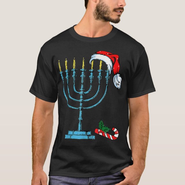Hanukkah Christmas Santa Hat Family Chr T-Shirt (Front)