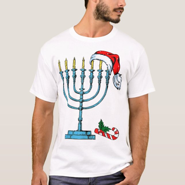 Hanukkah Christmas Santa Hat Family Chr T-Shirt (Front)
