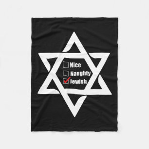 Hanukkah Christmas Star Of David Nice Naughty Jewi Fleece Blanket