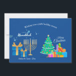 Hanukkah Christmas Wishes Holiday Card<br><div class="desc">Celebrate the holiday season of light and peace with this greeting card. (Image by Freak). The card is easy to customize with your wording, font and font color. Not exactly what you're looking for? All our products can be custom designed to meet your needs at no extra charge. Simply contact...</div>
