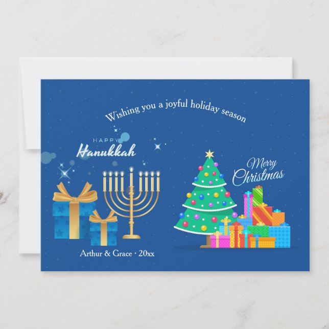 Hanukkah Christmas Wishes Holiday Card (Front)