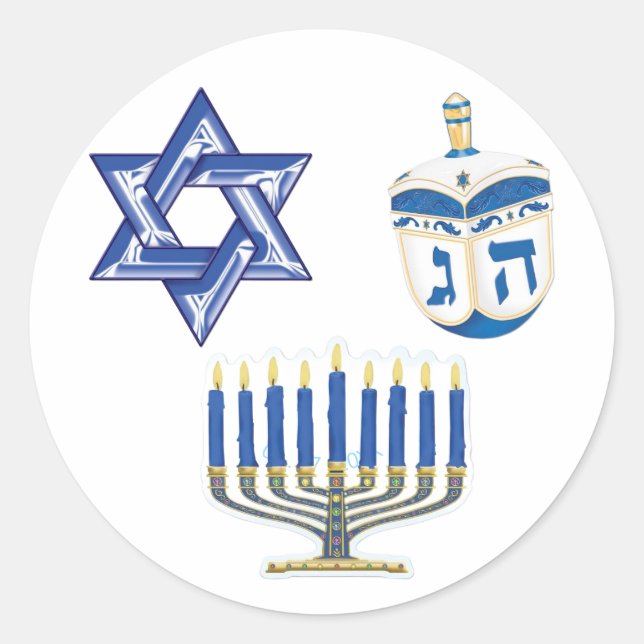 Hanukkah Classic Round Sticker (Front)