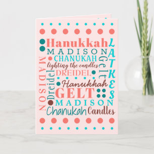 Hanukkah Collage Vintage Cool Childs Name Holiday Card