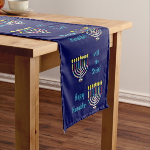 Hanukkah Colorful Menorahs 14 x 72 Short Table Runner