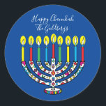 Hanukkah Colourful Menorah Hanukiah Classic Round Sticker<br><div class="desc">Colourful, Happy Chanukah, Hanukiah Stickers Round. Have fun using these stickers as cake toppers, gift tags, envelope seals, favour bag closures, or whatever rocks your festivities! Personalise by deleting text and adding your own words, using your favourite font style, size, and colour. Background colour can be changed out, too! Thanks...</div>