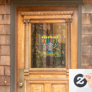 Hanukkah Colourful Menorah Window Cling