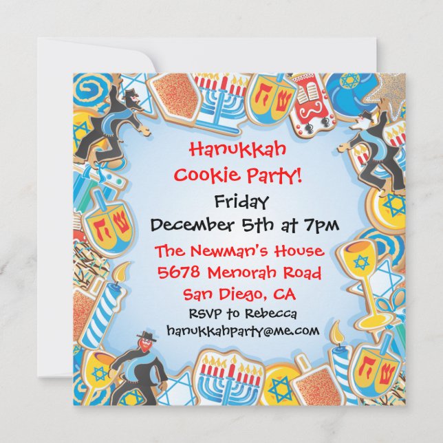 Hanukkah Cookie Party Invitation (Front)
