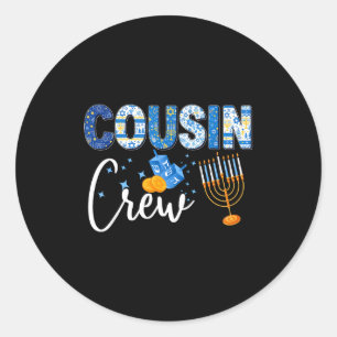 Hanukkah Cousin Crew Matching Family Christmas Paj Classic Round Sticker