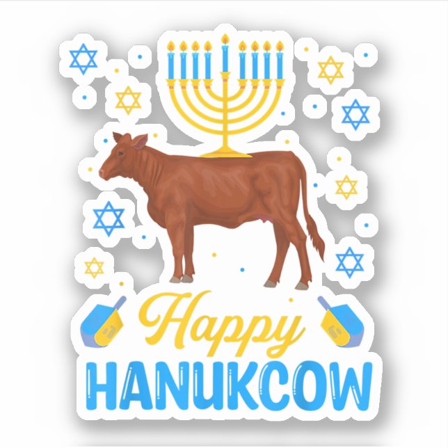 Hanukkah Cow Orah Dreidel Jewish Chanukah Decorati (Front)
