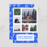 HANUKKAH CUSTOM PHOTO Menorahs Stars Holiday Card<br><div class="desc">Customise this flat card by adding your own text and photos on the front or back. There is a grid in front of the photos which makes it easier to use any size photos you have and keep them lined up and in a square format. You can delete the grid...</div>