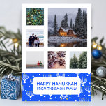 HANUKKAH CUSTOM PHOTO Menorahs Stars Holiday Card<br><div class="desc">Customise this flat card by adding your own text and photos on the front or back. There is a grid in front of the photos which makes it easier to use any size photos you have and keep them lined up and in a square format. You can delete the grid...</div>