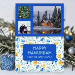 HANUKKAH CUSTOM PHOTOS Driedel Gelt Holiday Card<br><div class="desc">Customise this flat card by adding your own text and photos on the front or back. There is a grid in front of the photos which makes it easier to use any size photos you have and keep them lined up and in a square format. You can delete the grid...</div>