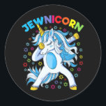 Hanukkah Cute Jewish Unicorn Girl Dabbing Classic Round Sticker<br><div class="desc">Hanukkah Cute Jewish Unicorn Girl Dabbing</div>
