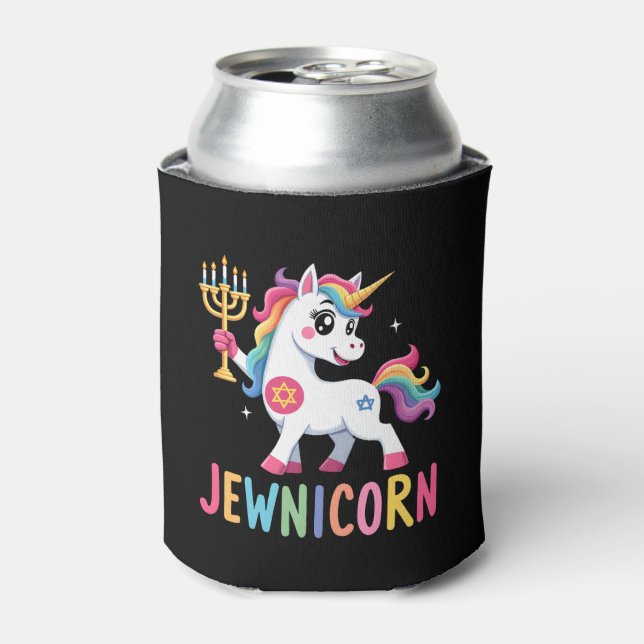 Hanukkah Dabbing Unicorn Jewnicorn Chanukah Jewish Can Cooler (Can Front)