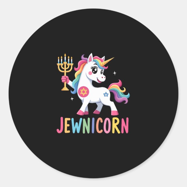 Hanukkah Dabbing Unicorn Jewnicorn Chanukah Jewish Classic Round Sticker (Front)
