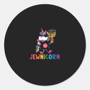 Hanukkah Dabbing Unicorn Jewnicorn Chanukah Jewish Classic Round Sticker