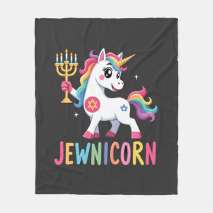 Hanukkah Dabbing Unicorn Jewnicorn Chanukah Jewish Fleece Blanket