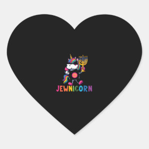 Hanukkah Dabbing Unicorn Jewnicorn Chanukah Jewish Heart Sticker