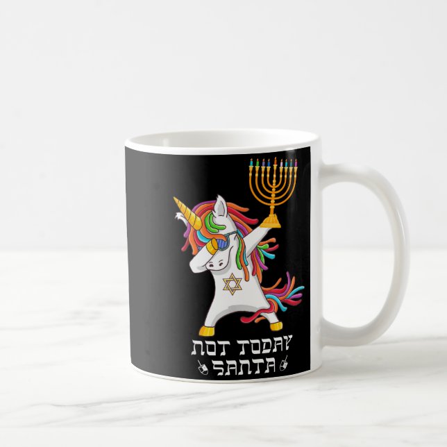 Hanukkah Dabbing Unicorn Not Today Santa Jewnicorn Coffee Mug (Right)