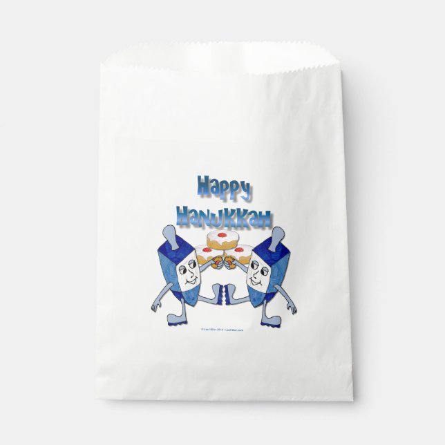 Hanukkah Dancing Dreidels and Jelly Doughnuts Favour Bags (Front)