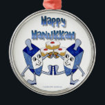 Hanukkah Dancing Dreidels and Jelly Doughnuts Metal Tree Decoration<br><div class="desc">You are viewing The Lee Hiller Designs Collection of Home and Office Decor,  Apparel,  Gifts and Collectibles. The Designs include Lee Hiller Photography and Mixed Media Digital Art Collection. You can view her Nature photography at http://HikeOurPlanet.com/ and follow her hiking blog within Hot Springs National Park.</div>