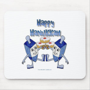 Hanukkah Dancing Dreidels and Jelly Doughnuts Mouse Mat