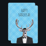 Hanukkah Deer with Tux and Yarmulke Invitation<br><div class="desc">Whimsical Hanukkah party invitations featuring a deer with antlers wearing a tux and Yarmulke. Personalise this design by changing the text or text colour. Contact shopkeeper if you need help customising this design.</div>