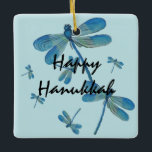 Hanukkah Delicate Blue Dragonfly Original Painting Ceramic Ornament<br><div class="desc">Happy Hanukkah Dragonfly. This delicate blue insect is ready for the holidays. Perfect addition to your home or gift idea.</div>