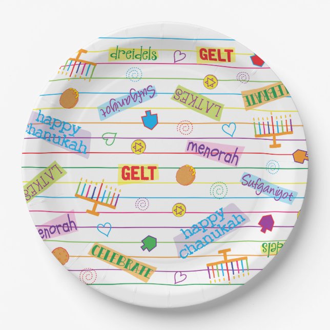 Hanukkah Design Party Paper Plate (Front)