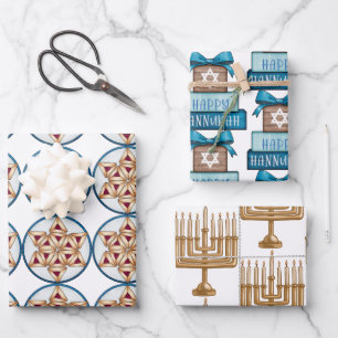 Hanukkah design wrapping paper sheet