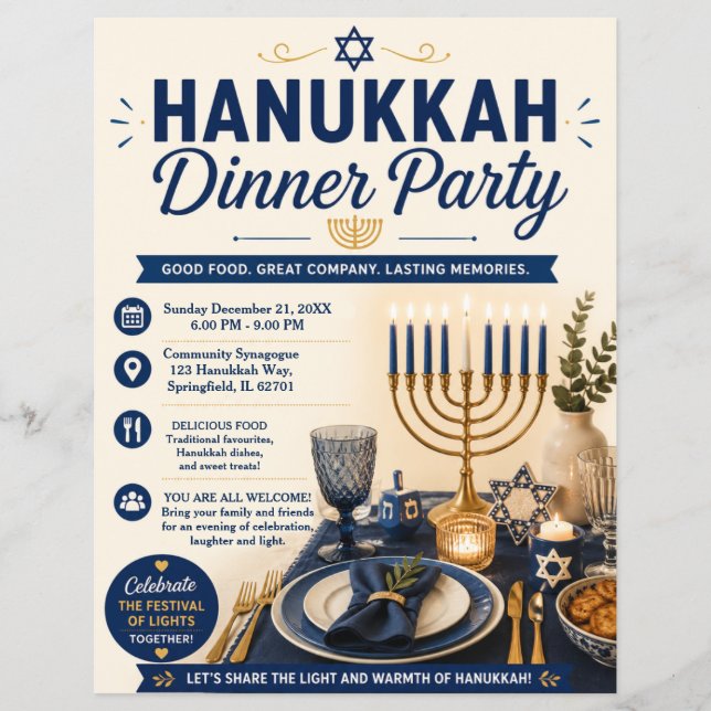 Hanukkah Dinner Party Flyer (Front)