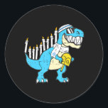 Hanukkah Dinosaur Menorawr Saurus Rex Chanukah Classic Round Sticker<br><div class="desc">Hanukkah Dinosaur Menorawr Saurus Rex Chanukah</div>