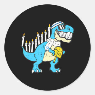 Hanukkah Dinosaur Menorawr Saurus Rex Chanukah Classic Round Sticker