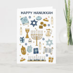 Hanukkah Doodles cute Folded Holiday Card<br><div class="desc">Hanukkah Doodles cute illustrated card</div>