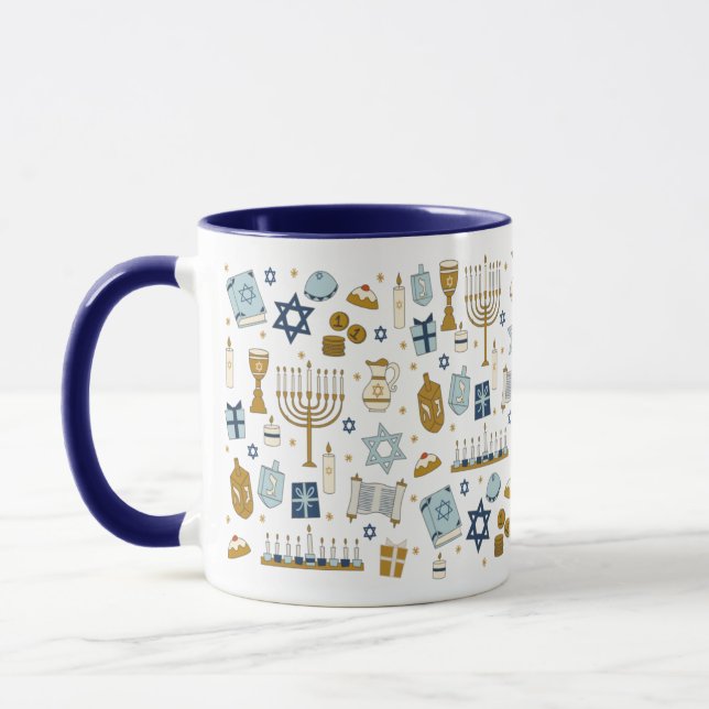 Hanukkah Doodles cute illustrated Mug (Left)