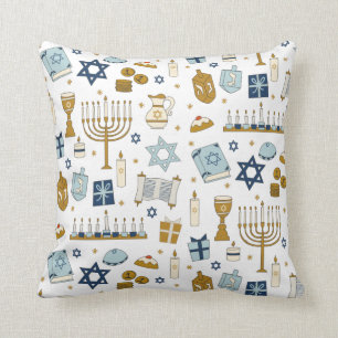 Hanukkah Doodles cute illustrated Throw Pillow